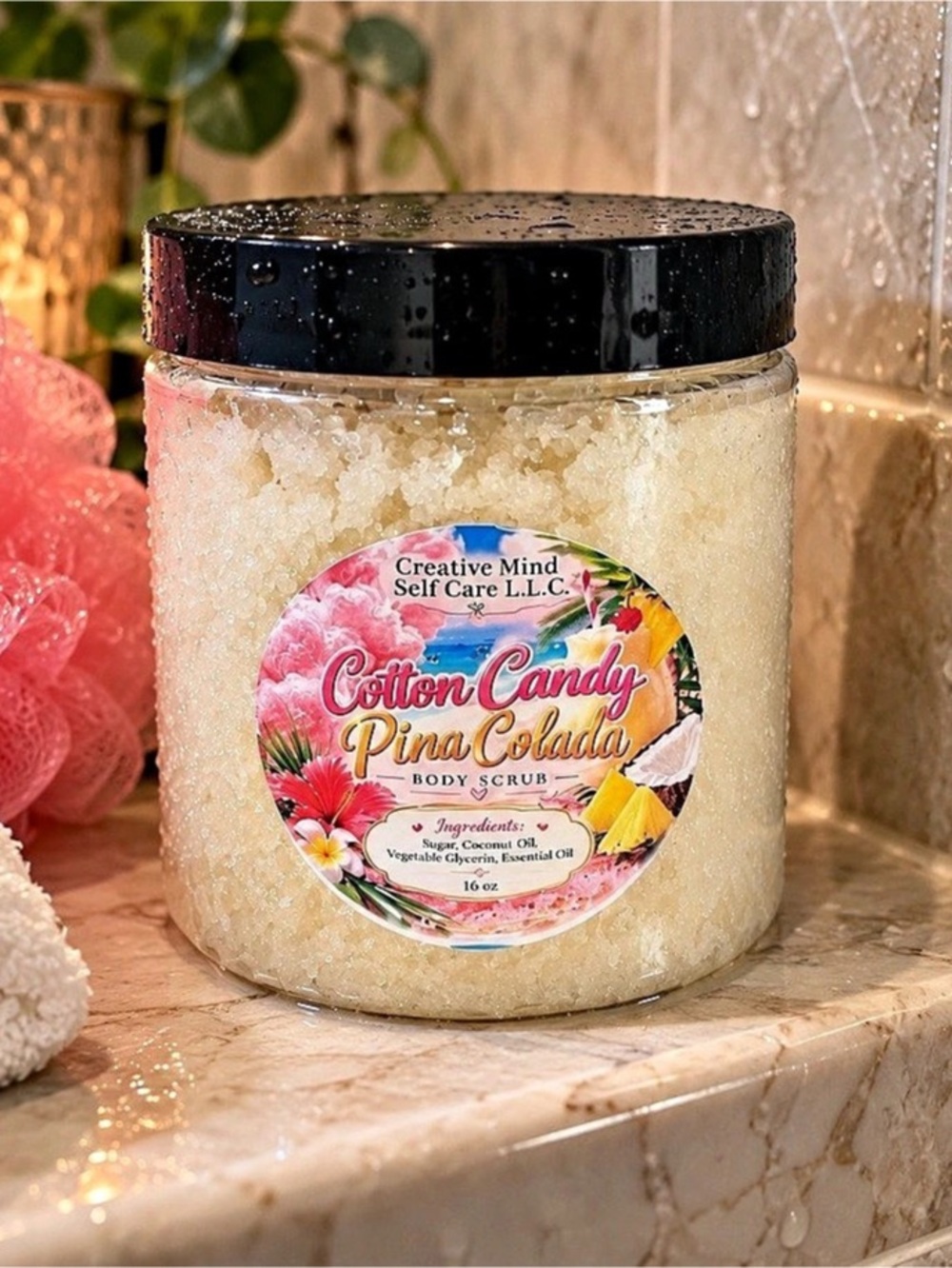 Cotton Candy Pina Colada Body Scrub | Handmade Sugar Scrub | 16 oz